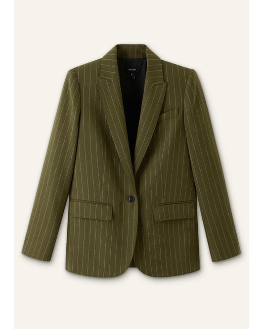 ME+EM Gray Pinstripe Sharp Shoulder Blazer