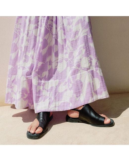 ME+EM Purple Cheesecloth Tulip Print Full-Length Dress