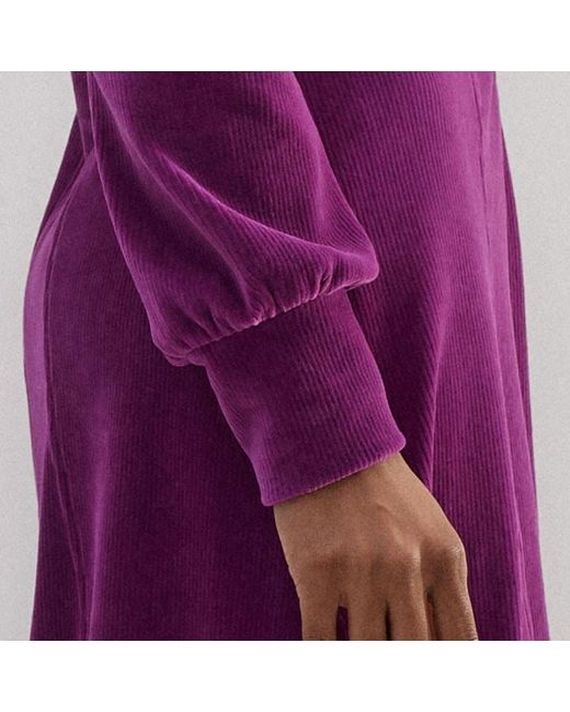 ME+EM Purple Cord Velour Fit And Flare Midi Dress