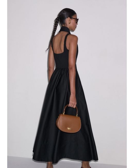 ME+EM Black Boat Neck Fit And Flare Maxi Dress + Tie