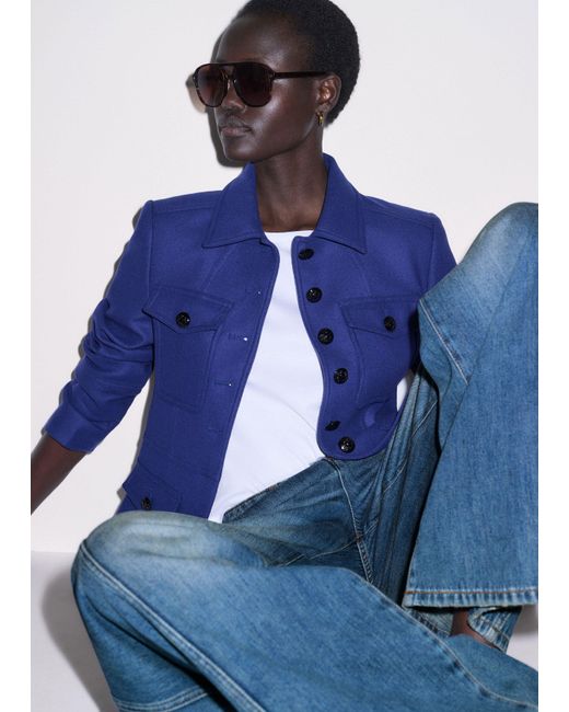 ME+EM Blue Fitted Military Jacket