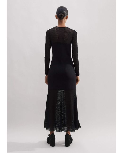 ME+EM Black Lace Stitch Evening Maxi Dress