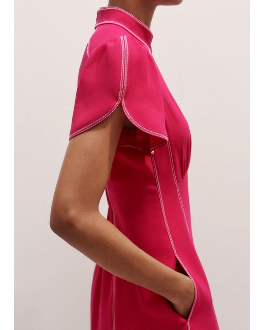 me and em contrast stitch midi dress ME+EM Contrast Stitch Crepe Midi Dress