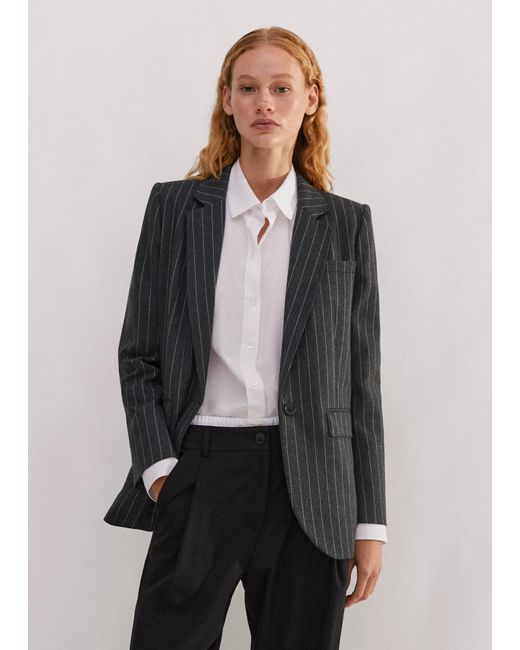 ME+EM Gray Pinstripe Tomboy Blazer