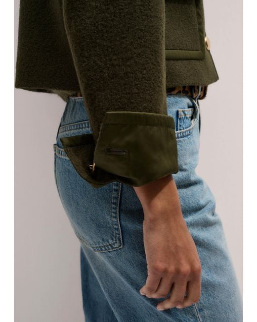 ME+EM Green Straight Cropped Bound Jacket