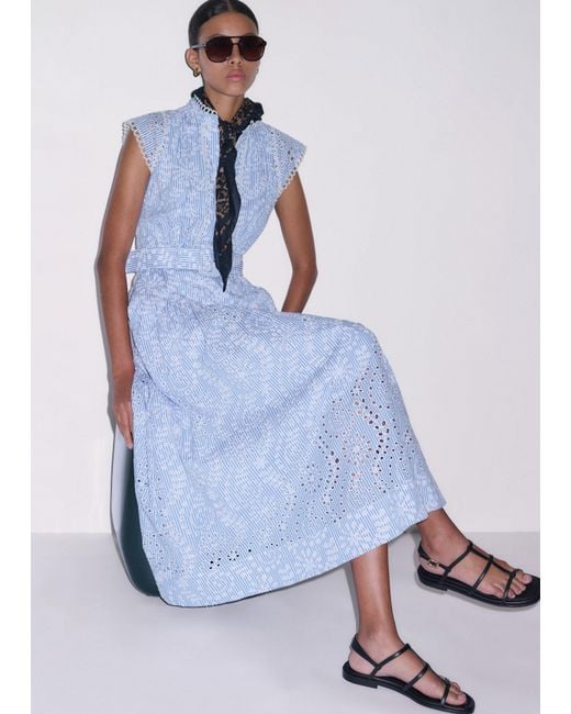 ME+EM White Broderie Anglaise Fit And Flare Maxi Dress + Belt