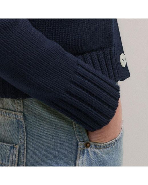 ME+EM Blue Chunky Cotton Bracelet Sleeve Crop Cardigan