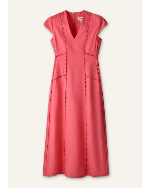ME+EM Pink Crease-Less Embroidery Stitch Detail Maxi Dress