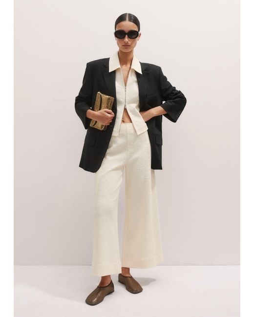 ME+EM Natural Textured Ponte Crop Wide-Leg Trouser