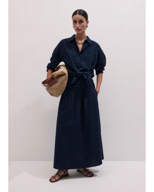 ME+EM Blue Cheesecloth Maxi Skirt