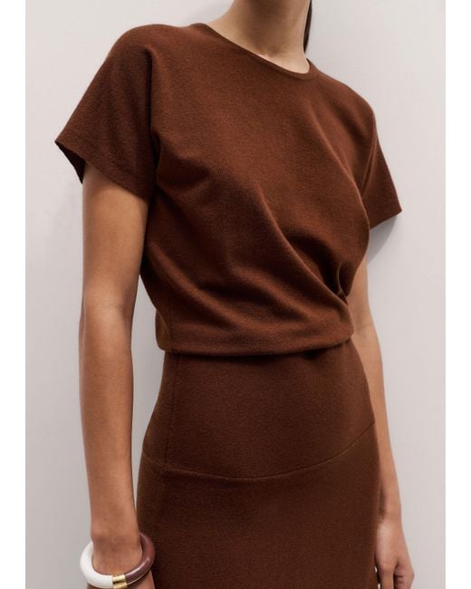 ME+EM Brown Fine Merino Blouson Maxi Dress