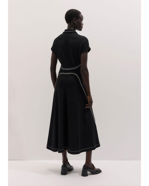 ME+EM Black Stitch Detail Fit And Flare Midi Dress