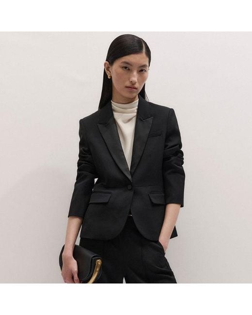 ME+EM Natural Wide Leg Tux Trouser