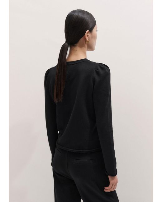 ME+EM Black Raw Edge V Neck Sweatshirt