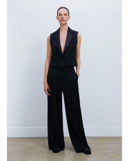 ME+EM Black Sleeveless Tux Jacket