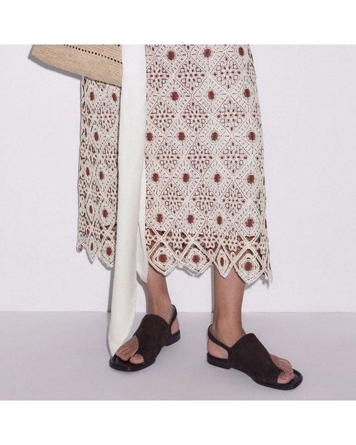 ME+EM Pink Graphic Cotton Lace Slim Maxi Dress Rosewood-Cream