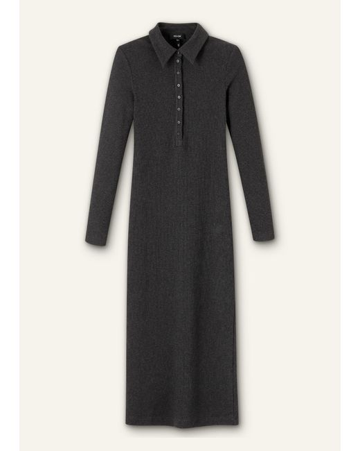 ME+EM Natural Ultimate Rib Shirt Midi Dress Charcoal Mélange