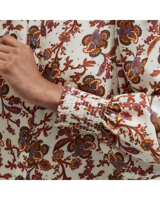 ME+EM Multicolor Silk Ornate Floral Paisley Print Blouse
