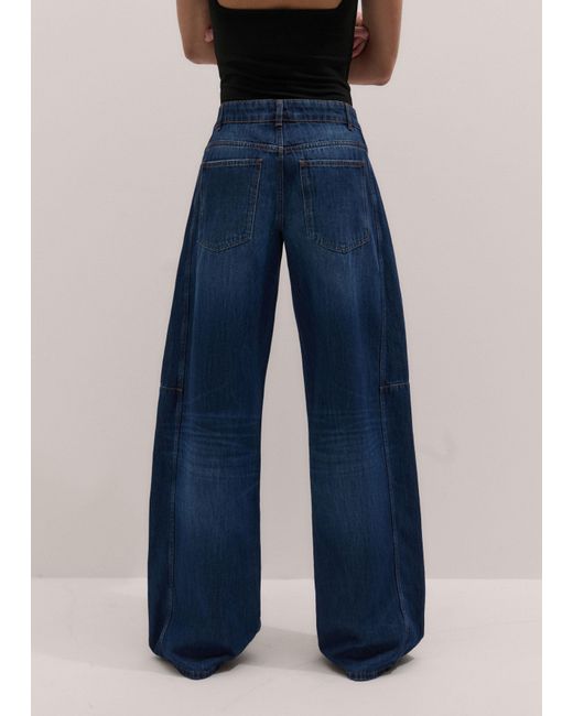 ME+EM Blue Exaggerated Tapered Jean Authentic Dark Wash