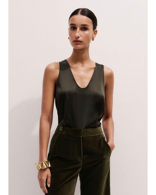 ME+EM Black Silk Satin Tank Top