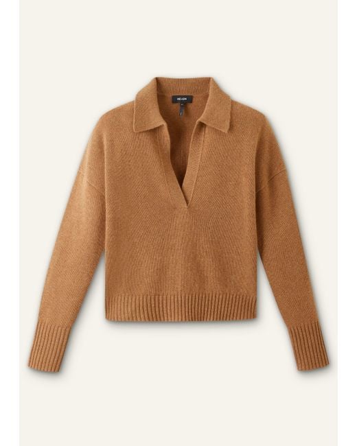 ME+EM Brown Cashmere Collared Neck Jumper
