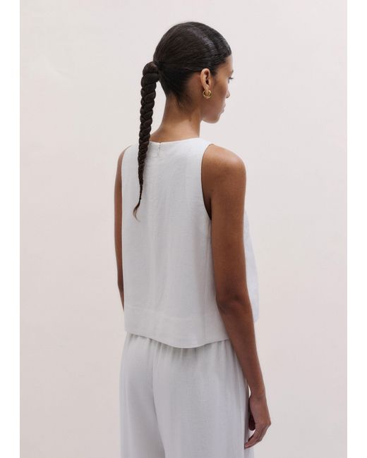 ME+EM White Crease-Less Linen Crop Shell Top