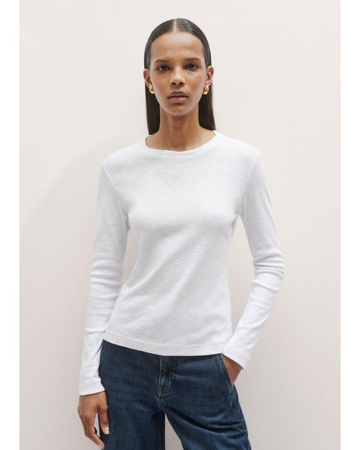 ME+EM White Crew Neck Long Sleeve Tee