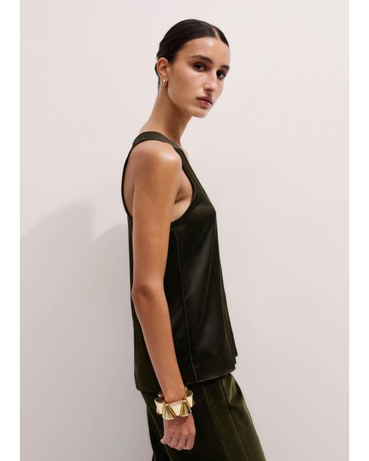 ME+EM Black Silk Satin Tank Top
