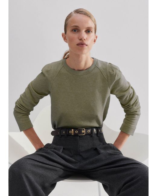 ME+EM Green Rib Trim Feminine Sweatshirt