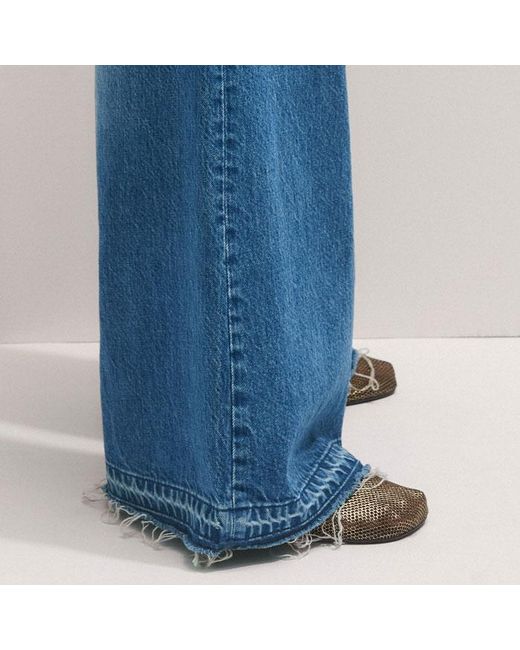 ME+EM Blue Distressed Ultimate Wide-Leg Jean Authentic