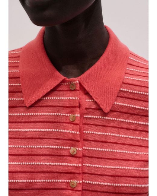 ME+EM Textured Stripe Straight Polo Tee