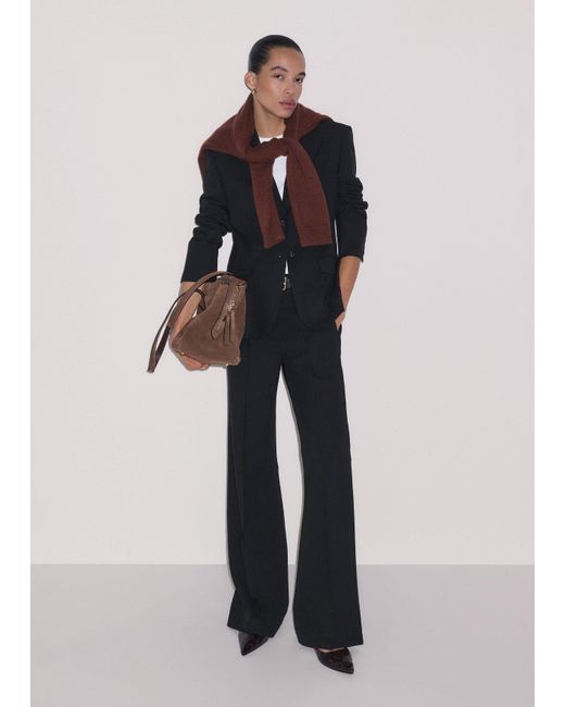 ME+EM Black Contour Sharp Shoulder Blazer