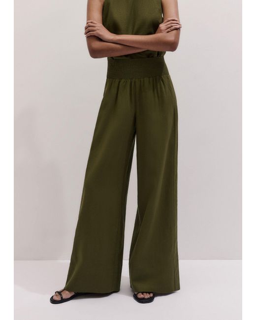 ME+EM Green Shirred Wide Pant