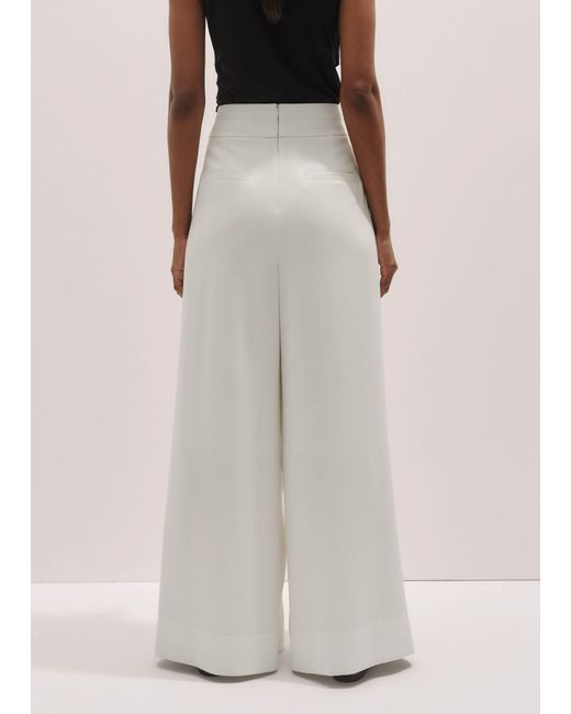 ME+EM White Satin Back Crepe Wide Leg Trouser