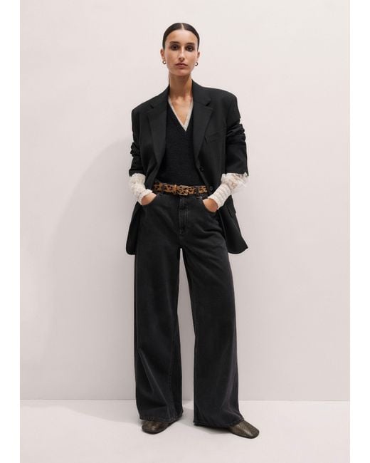 ME+EM Black Polka Dot Tulle Layering Blouse