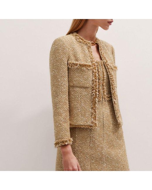 ME+EM Women's Natural Metallic Tweed Mini Dress