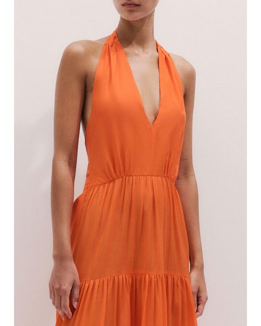ME+EM Orange Cotton Voile Tiered Maxi Dress