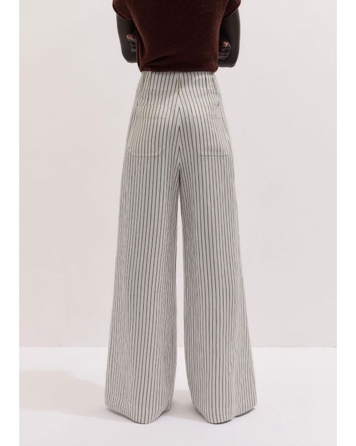 ME+EM Gray High Waist Wide-Leg Trouser Ivory-Cinnamon