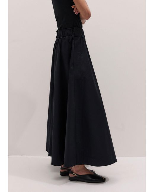 ME+EM Black Cotton A Line Maxi Skirt + Belt