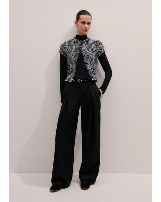 ME+EM Black Exaggerated Tapered Pleat Trouser
