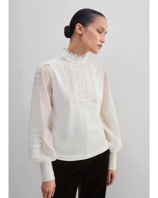 ME+EM White Lace Insert Layering Blouse