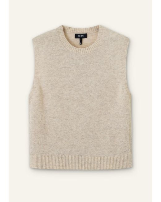 ME+EM Natural Crew Neck Straight Knit Vest Oatmeal Mélange