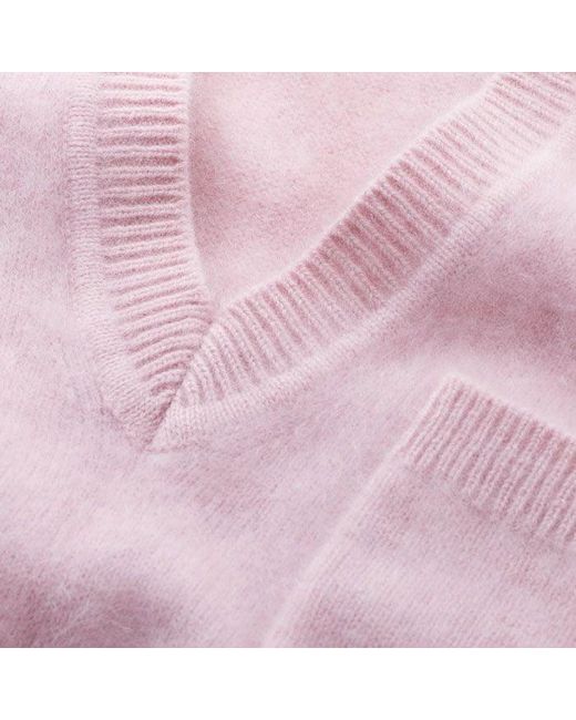 ME+EM Pink Brushed Cashmere V-Neck Vest