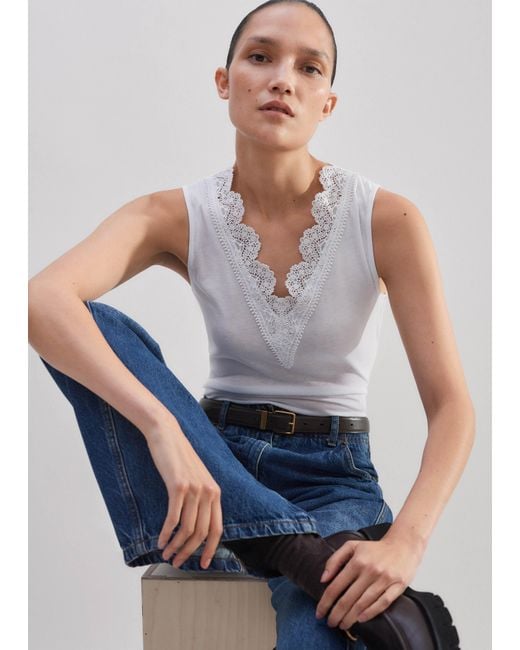 ME+EM White Lace Trim Layering Vest
