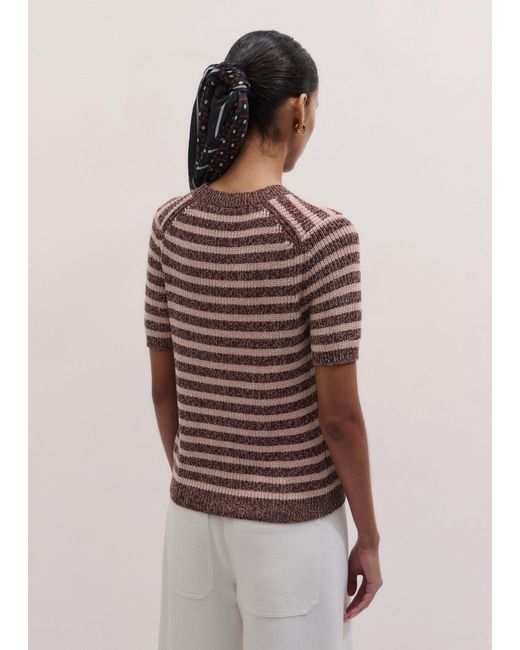 ME+EM Multicolor Mouliné Stripe Straight Knit Tee Cinnamon Multi