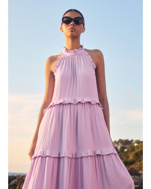 ME+EM Pink Cheesecloth Frill Full-Length Dress Sherbet