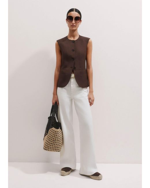 ME+EM Multicolor Linen Blend Deconstructed Vest