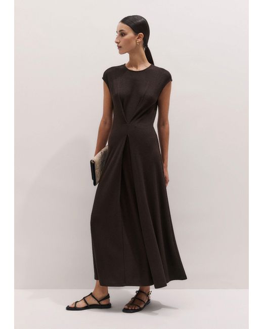 ME+EM Black Draped Waist Fit And Flare Maxi Dress