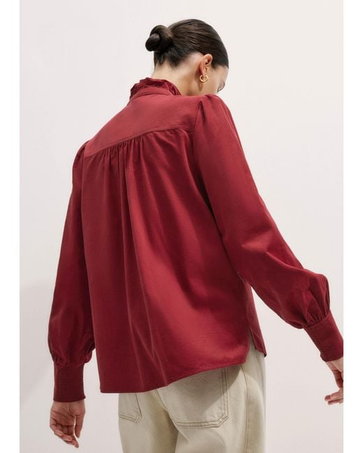 ME+EM Red Super Soft Micro Cord Blouse