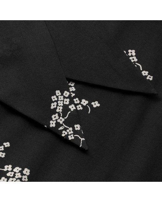 ME+EM Black Silk Organza Cherry Blossom Print Maxi Dress/Light Cream